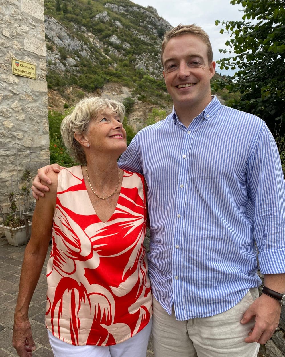 John Newman Prentice with his mother, a retired estate agent, on the Chemin des Bonshommes in the Ariège