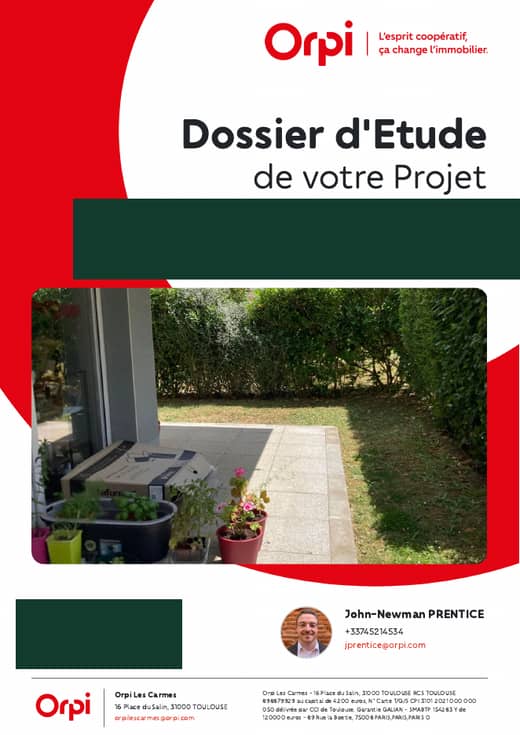 The cover of a real Dossier d'Etude prepared by John, client details redacted